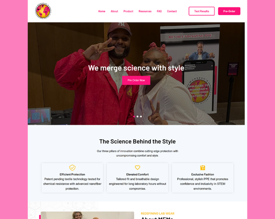 Colorful website promoting lab wear