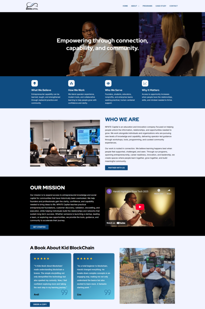 Website showcasing community empowerment initiatives.