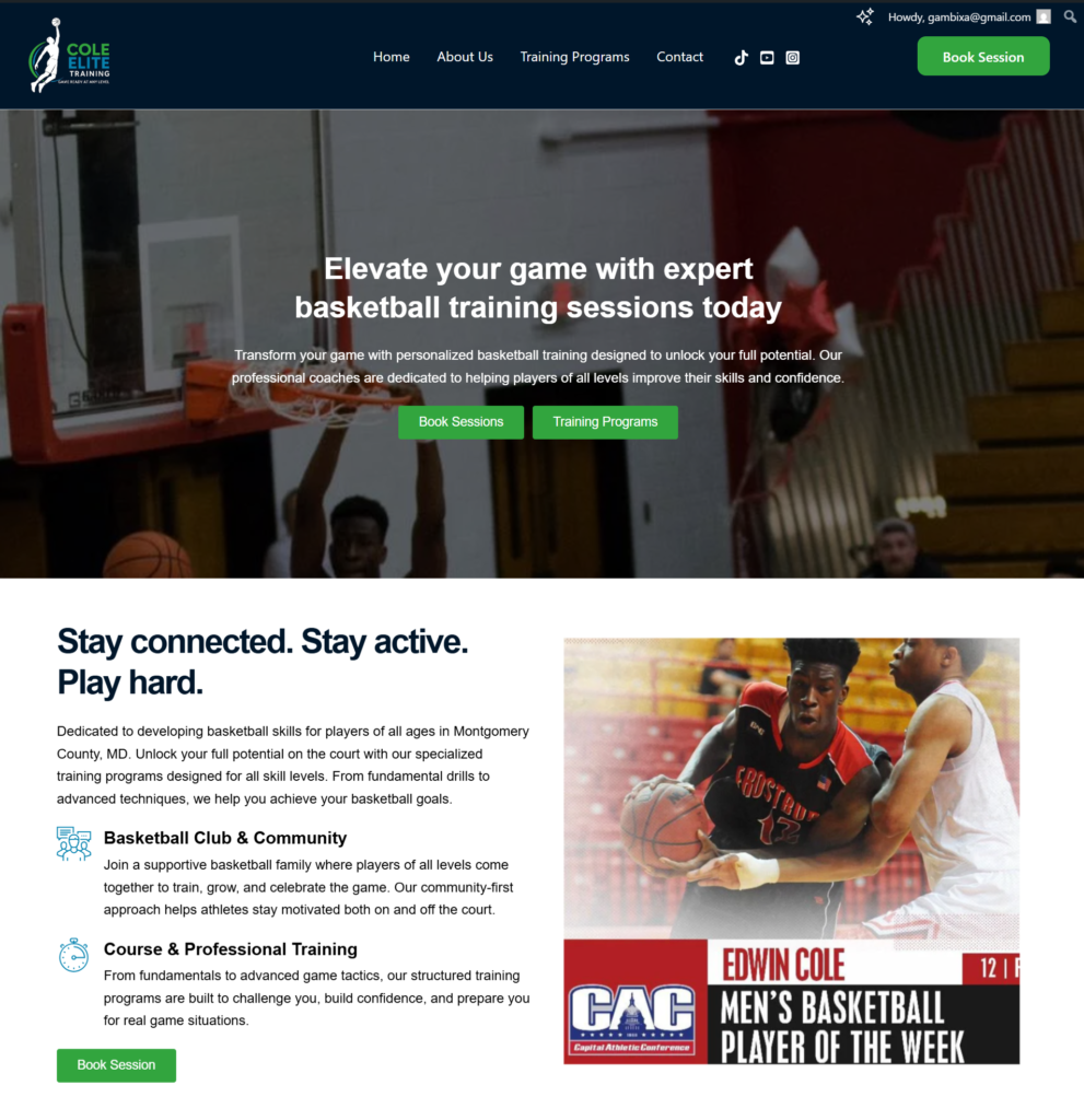 Basketball training program advertisement.