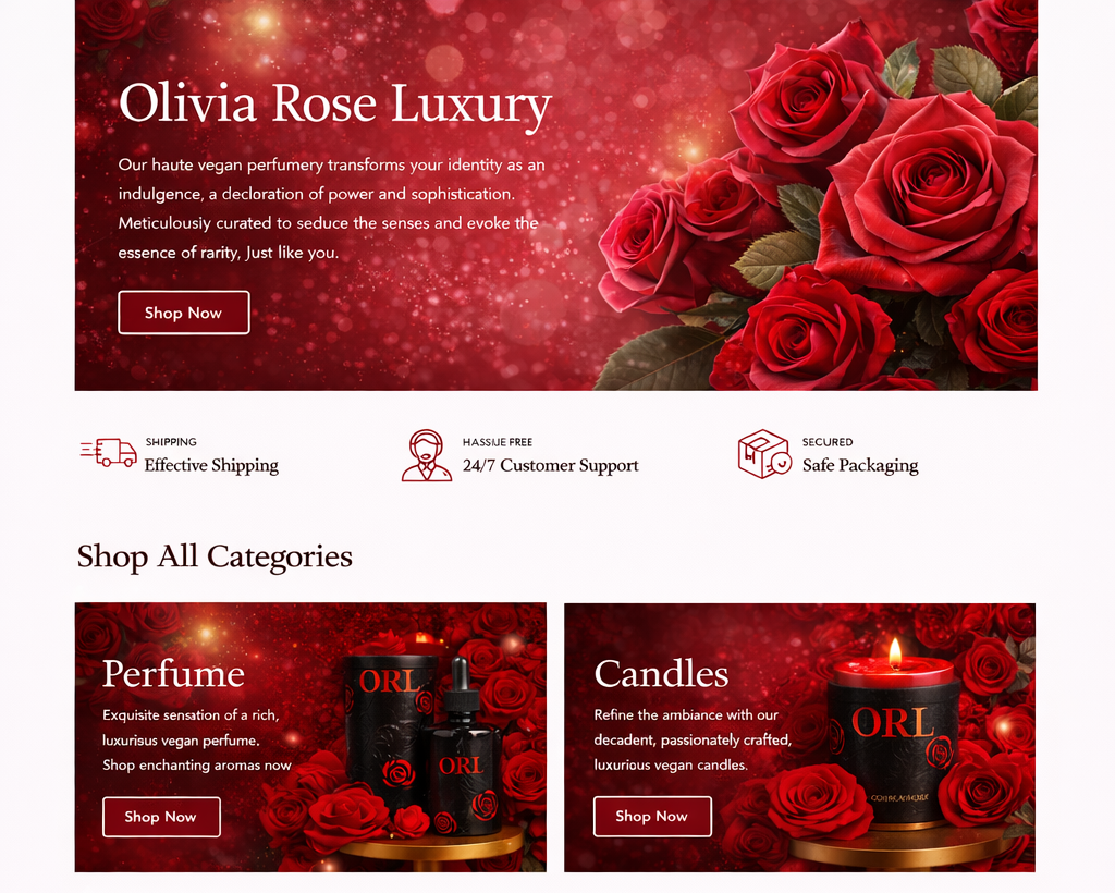 Luxury perfume and candle advertisement.