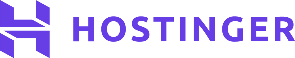 Purple logo with text 'HOSTINGER'