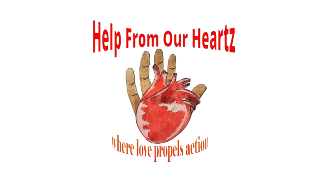 Heart and hand illustration with text
