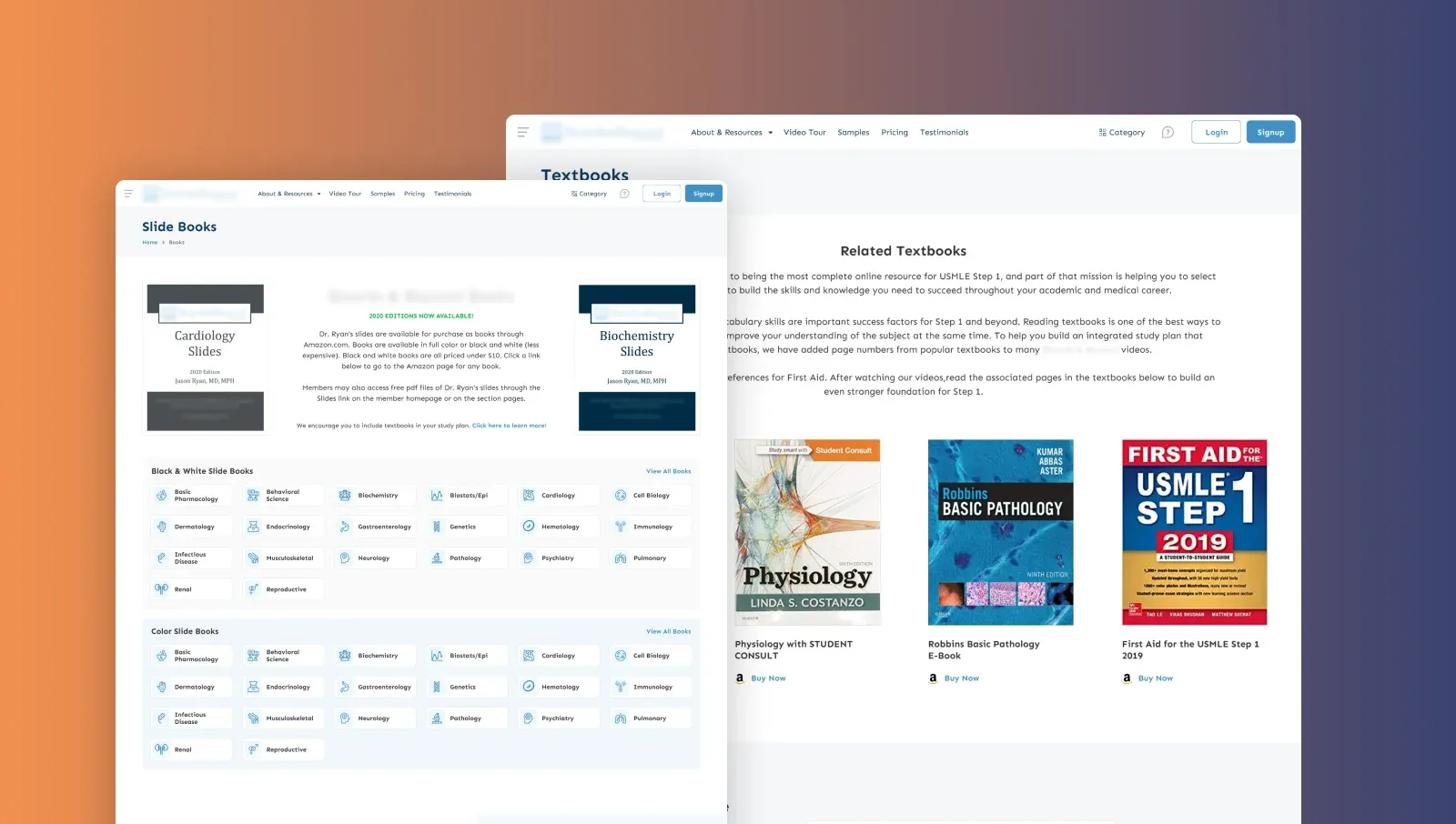 Textbook resources and slide books overview