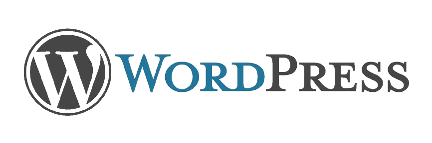 WordPress logo with blue text