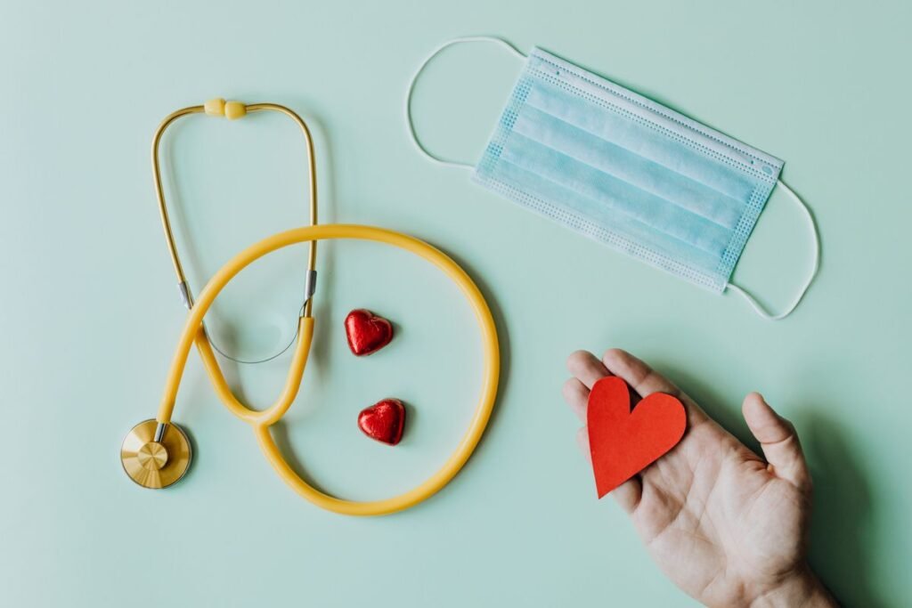 Stethoscope and hearts representing AI in healthcare